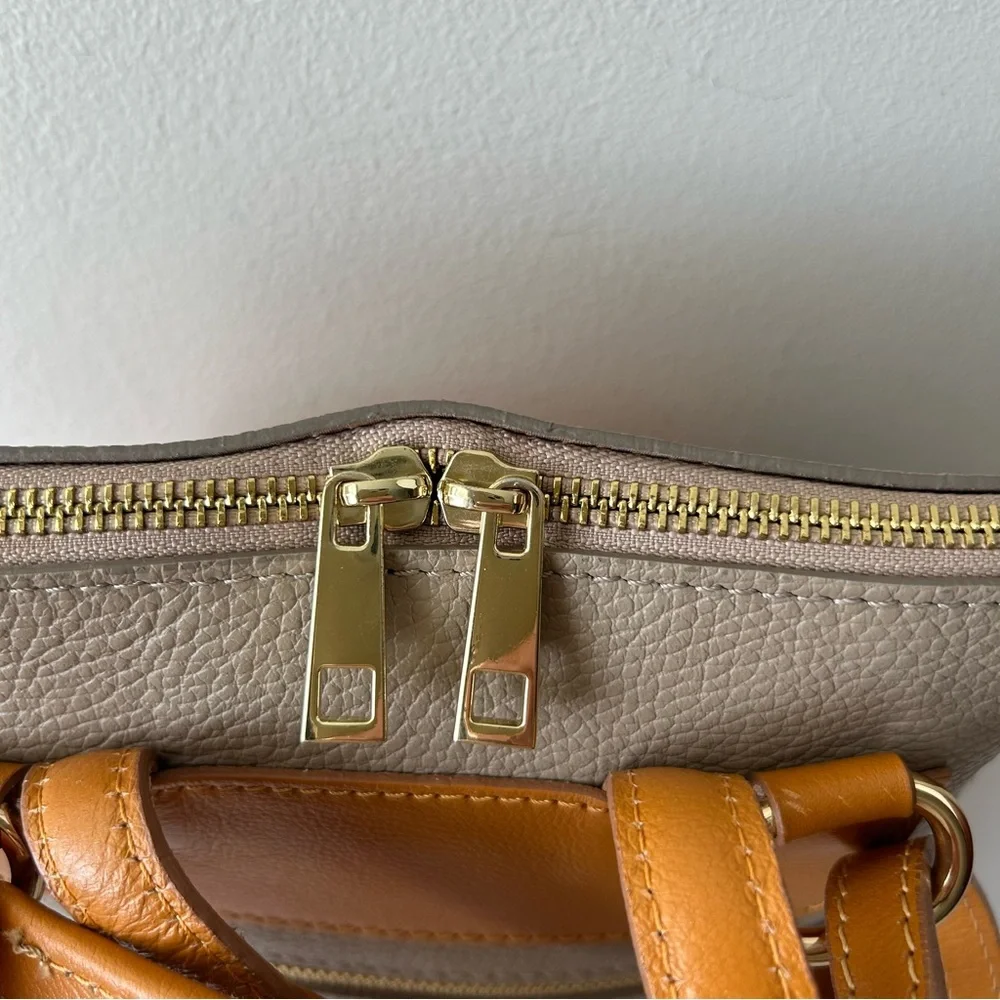 Divina Firenze Pebbled Leather Mini Backpack Purse Grey Camel Brown